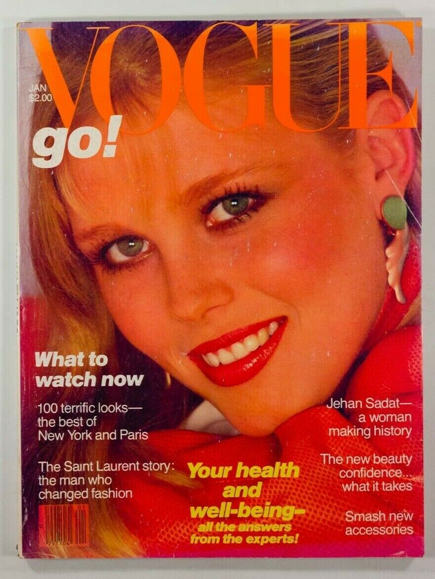 Farrah Fawcett GIA CARANGI Nancy Donahue YSL Jehan Sadat US VOGUE January 1980