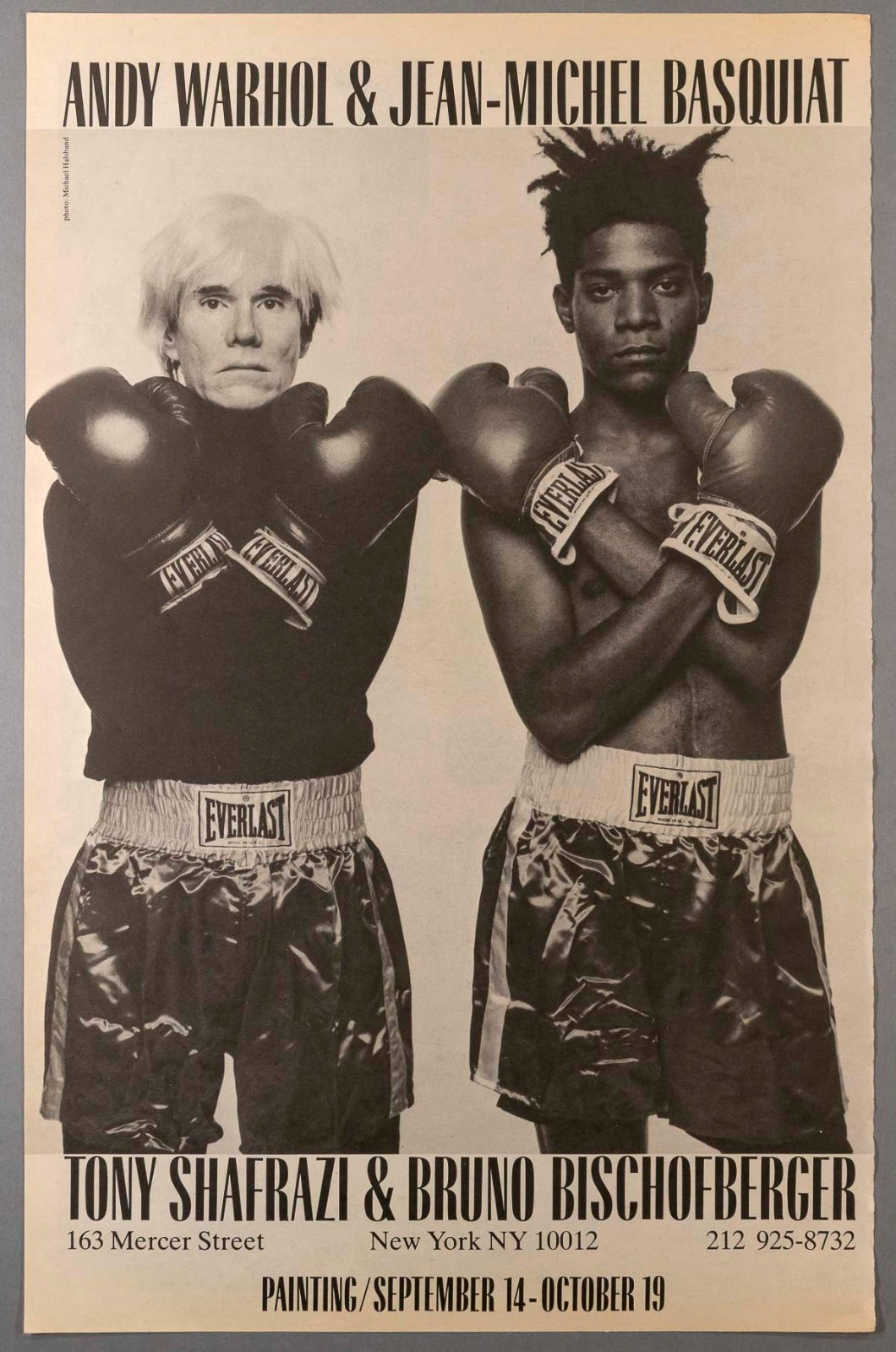 Andy Warhol JEAN MICHEL BASQUIAT Tony Shafrazi BOXING poster 1985 US magazine ad