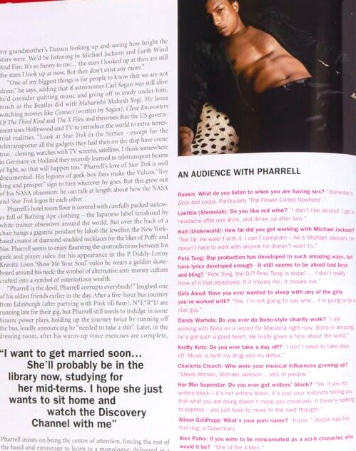 Pharrell Williams SUSAN ELDRIDGE Angela Lindvall THE FACE 2004 January Jones VTG