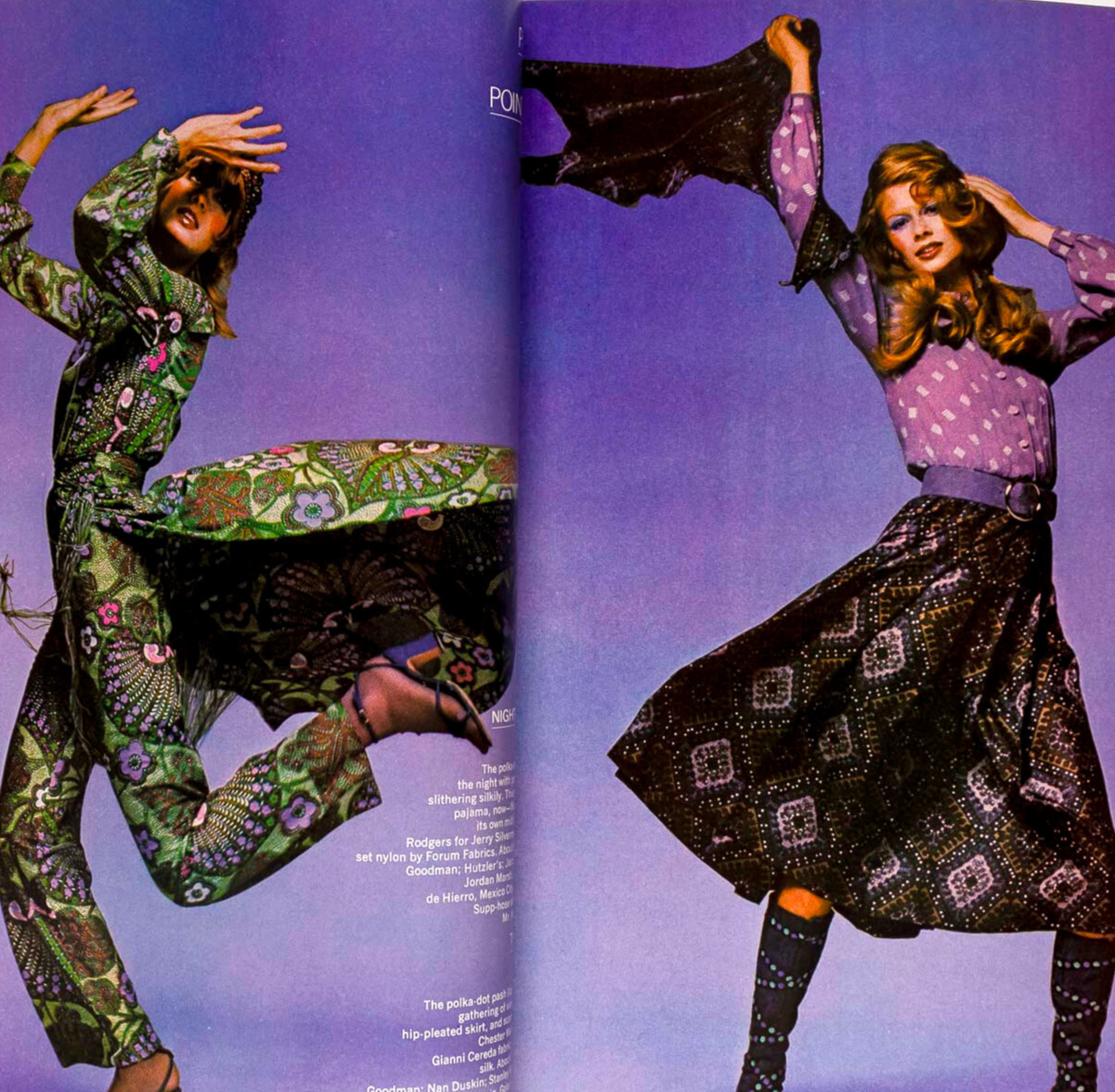 BARBARA CARRERA polka dots HIRO Tolstoy HARPER'S BAZAAR January 1971 Oscar Renta