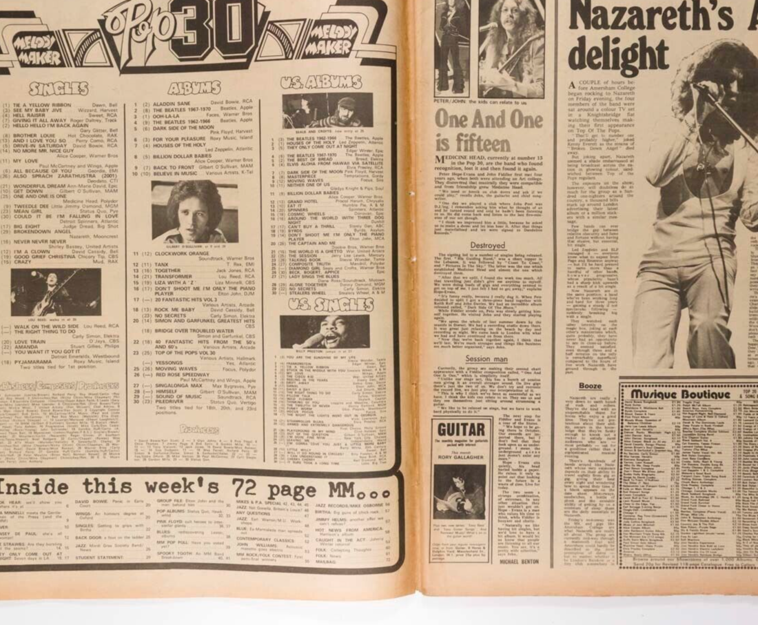 David Bowie MICK RONSON Alice Cooper MELODY MAKER May 1973 LIZA MINELLI Nazareth