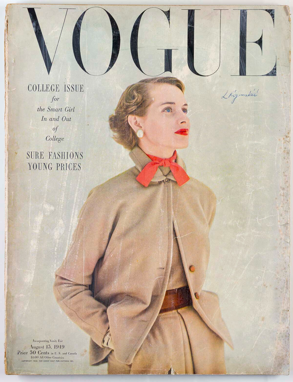 John Rawlings COLLEGE ISSUE vtg 1940's 40s fashion US VOGUE magazine August 1949