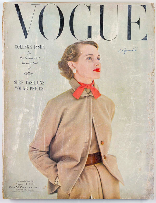 John Rawlings COLLEGE ISSUE vtg 1940's 40s fashion US VOGUE magazine August 1949