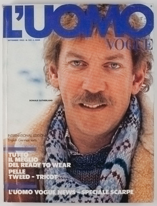 Donald Sutherland PELLE Tweed L'UOMO VOGUE September 1982 International Edition