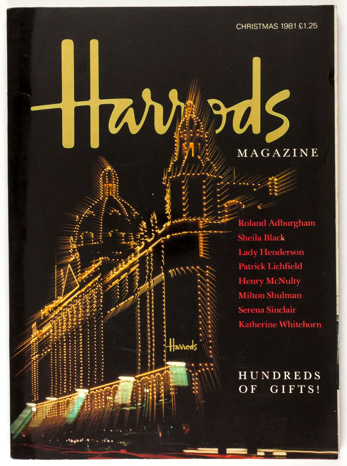 HARRODS Christmas catalog magazine 1981 Burberry PATRICK LICHFIELD Sheila Black