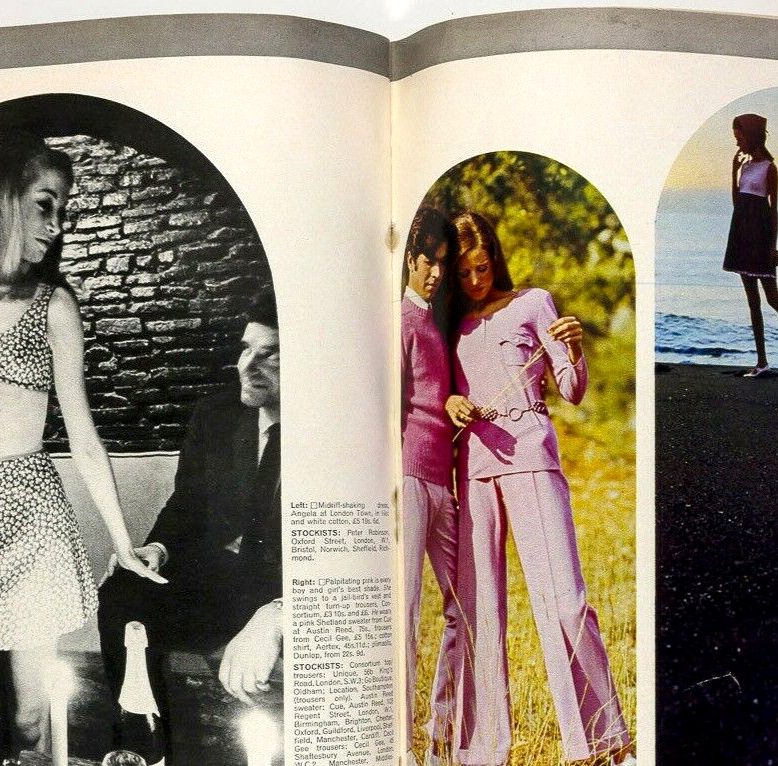 Michael Caine JANE FONDA Marisa Berenson SWIMWEAR vtg Honey magazine May 1968 UK