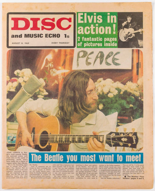 John Lennon ELVIS Marianne Faithfull DISC MUSIC ECHO 16 August 1969 Peter Green