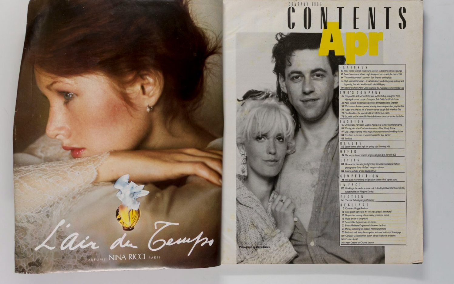 PAULA YATES Bob Geldof IAN CHARLESON Company magazine 1986 April SAM SHEPARD vtg