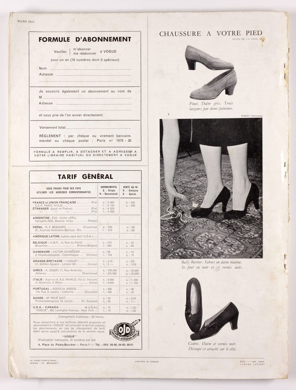 Balenciaga ROBERT DOISNEAU Tom Keogh PARIS VOGUE March 1951 Collections HERMES