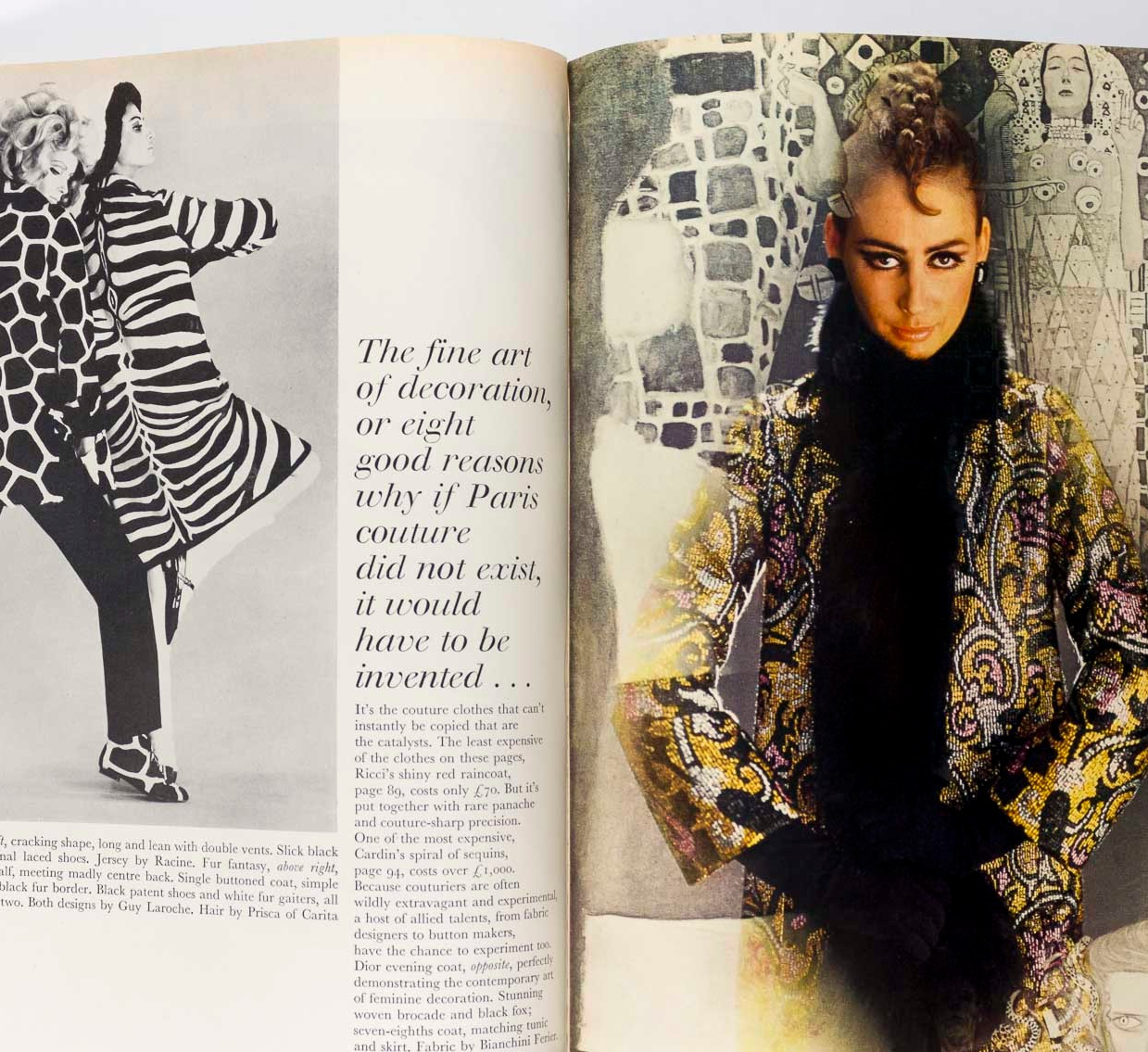Marika Green NORMAN PARKINSON Veruschka HELMUT NEWTON Vogue September 1965 Klimt