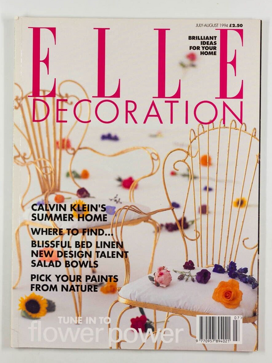 Calvin Klein's home FLOWER POWER Design talent LINEN Elle Decoration magazine UK