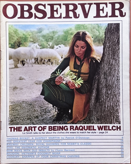 RAQUEL WELCH INTERVIEW Jenny Agutter CHAMPAGNE H.H.Munro OBSERVER  magazine VTG