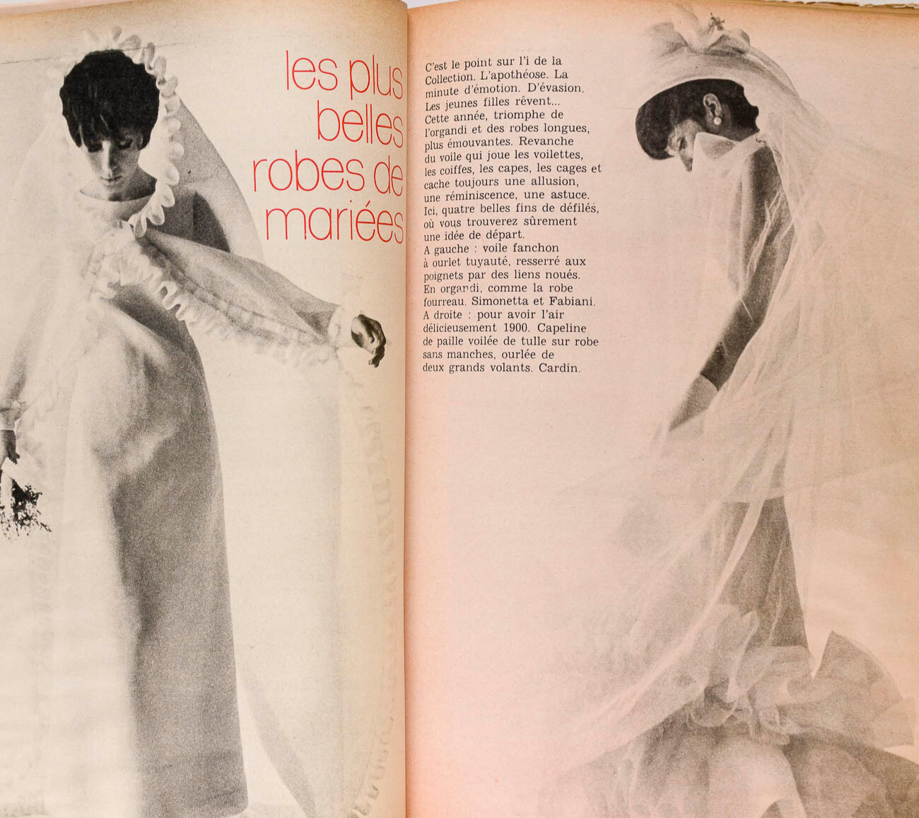 LEN DEIGHTON Dalida MAKE UP Elle magazine April 1965 Dior Bridalwear RICCI vtg