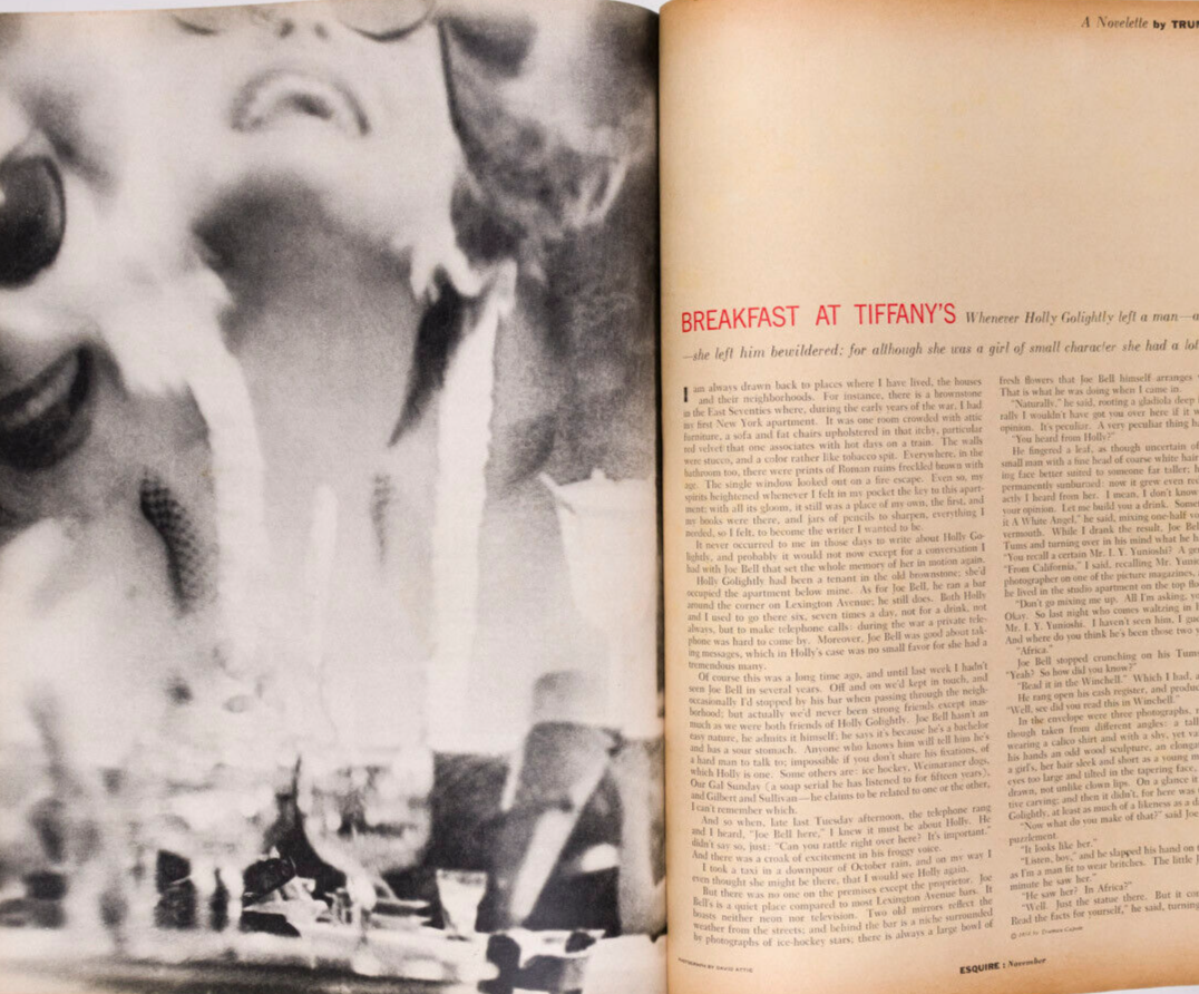 Breakfast at Tiffany's TRUMAN CAPOTE 1st print GARY COOPER Esquire November 1958