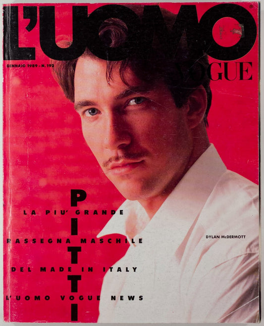 Dylan McDermott PITTI UOMO Made in L'UOMO VOGUE magazine JANUARY 1989 vtg 192