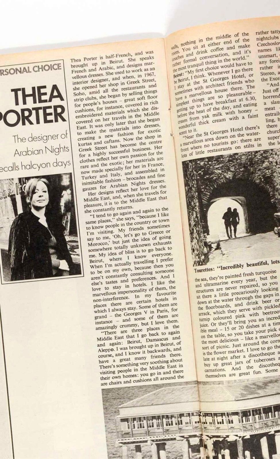 Rare THEA PORTER interview FASHION DESIGNER Beirut France 1970's UK Magazine vtg