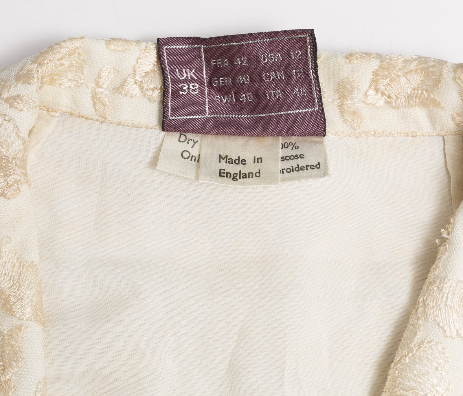 Tom Bowker JEAN VARON shirt jacket MESH embroidered CREAM Hippy FLORAL vtg 1980s