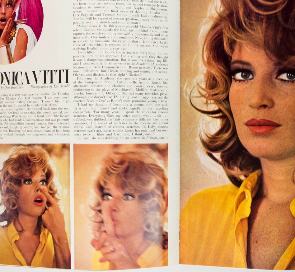 MONICA VITTI Jill Kennington JOHN COWAN Queen magazine 6 October 1965 Eve Arnold