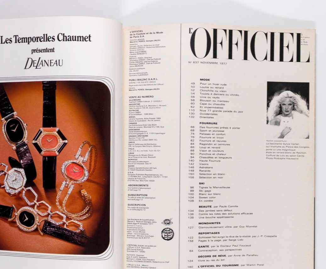 SYLVIE VARTAN Count Basie JAZZ Dizzy Gillespie SKIWEAR L'Officiel 1977 November