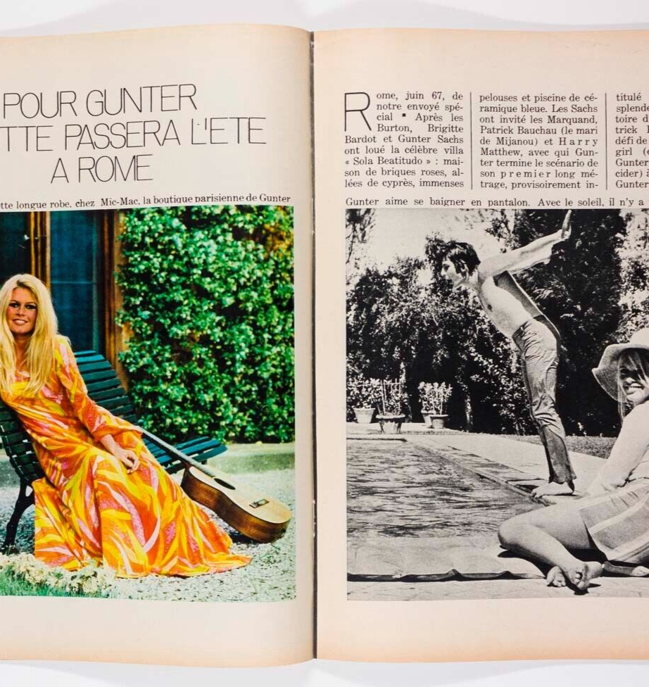 BRIGITTE BARDOT Gunter Sachs ALAIN LE FOLL Basque Spain FRENCH ELLE magazine VTG