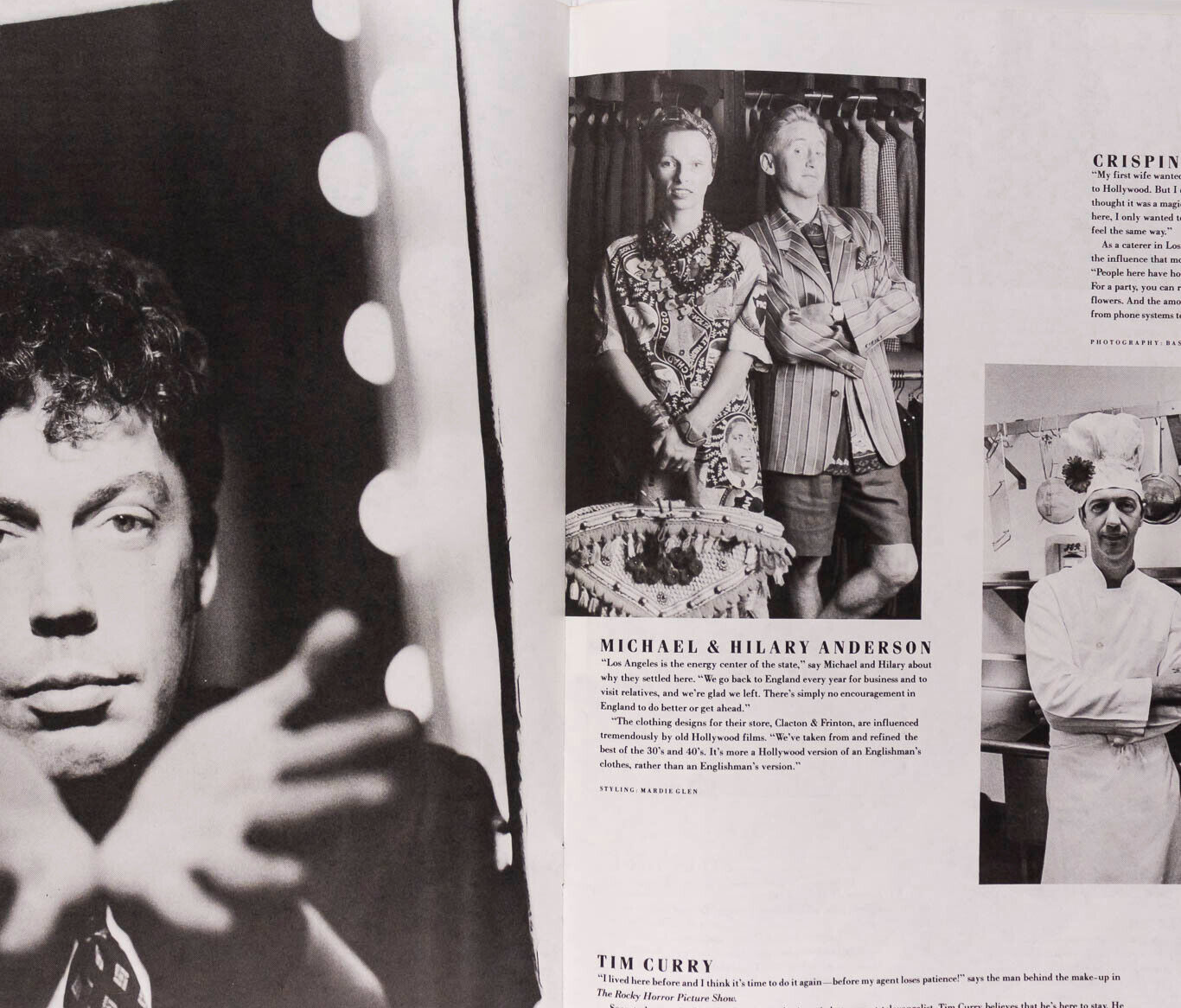 PAULA THOMAS Tim Curry AMANDA PAYS Exposure magazine 1988 John Lydon BRYAN FERRY