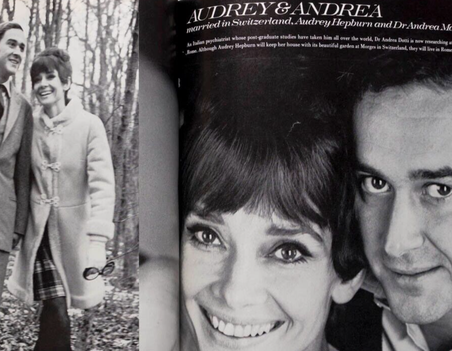 AUDREY HEPBURN marries Dr. Andrea Mario Dotti in Switzerland HENRY CLARKE Vogue