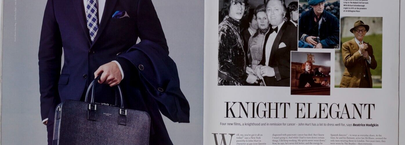 John Hurt KRIS VAN ASSCHE Stephen Webster VARVATOS ~ Wise Guise FT magazine 2016