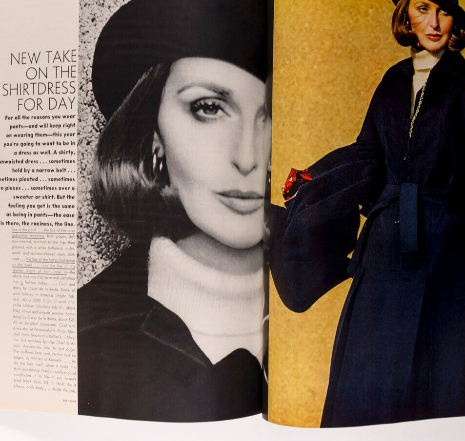 KAREN GRAHAM Avedon JON VOIGHT Vogue Sept 1972 Collections OSCAR DE LA RENTA vtg