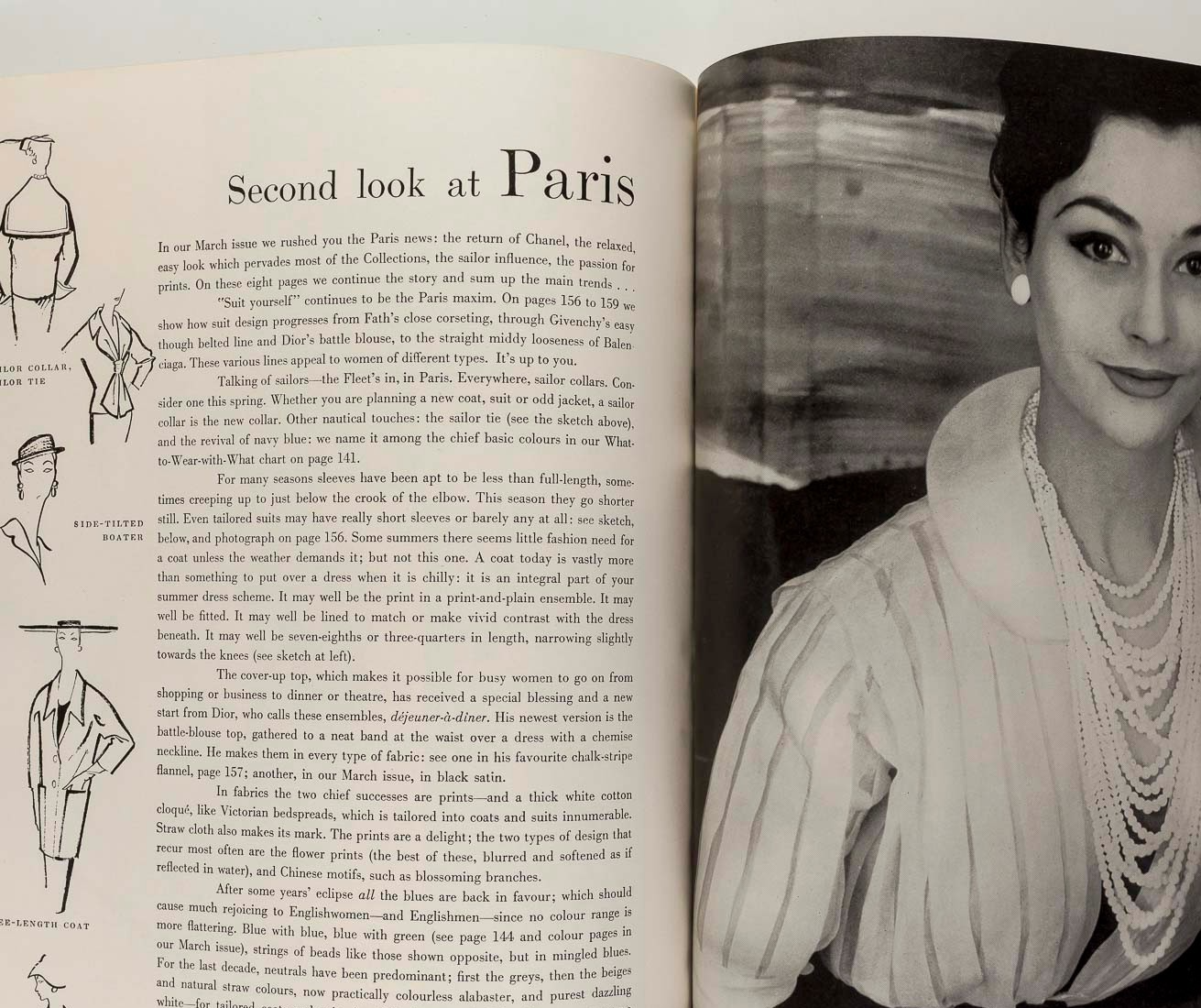 Nina de Voogt HEPWORTH Givenchy BALENCIAGA Rene Gruau BACALL Vogue April 1954 UK