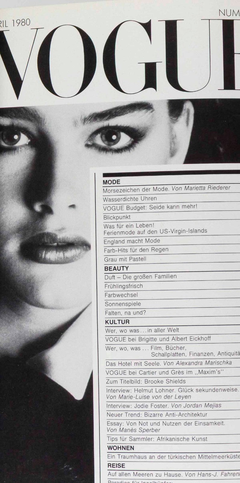 BROOKE SHIELDS Gia Carangi BARBARA NEUMANN Jodie Foster VOGUE GERMANY April 1980