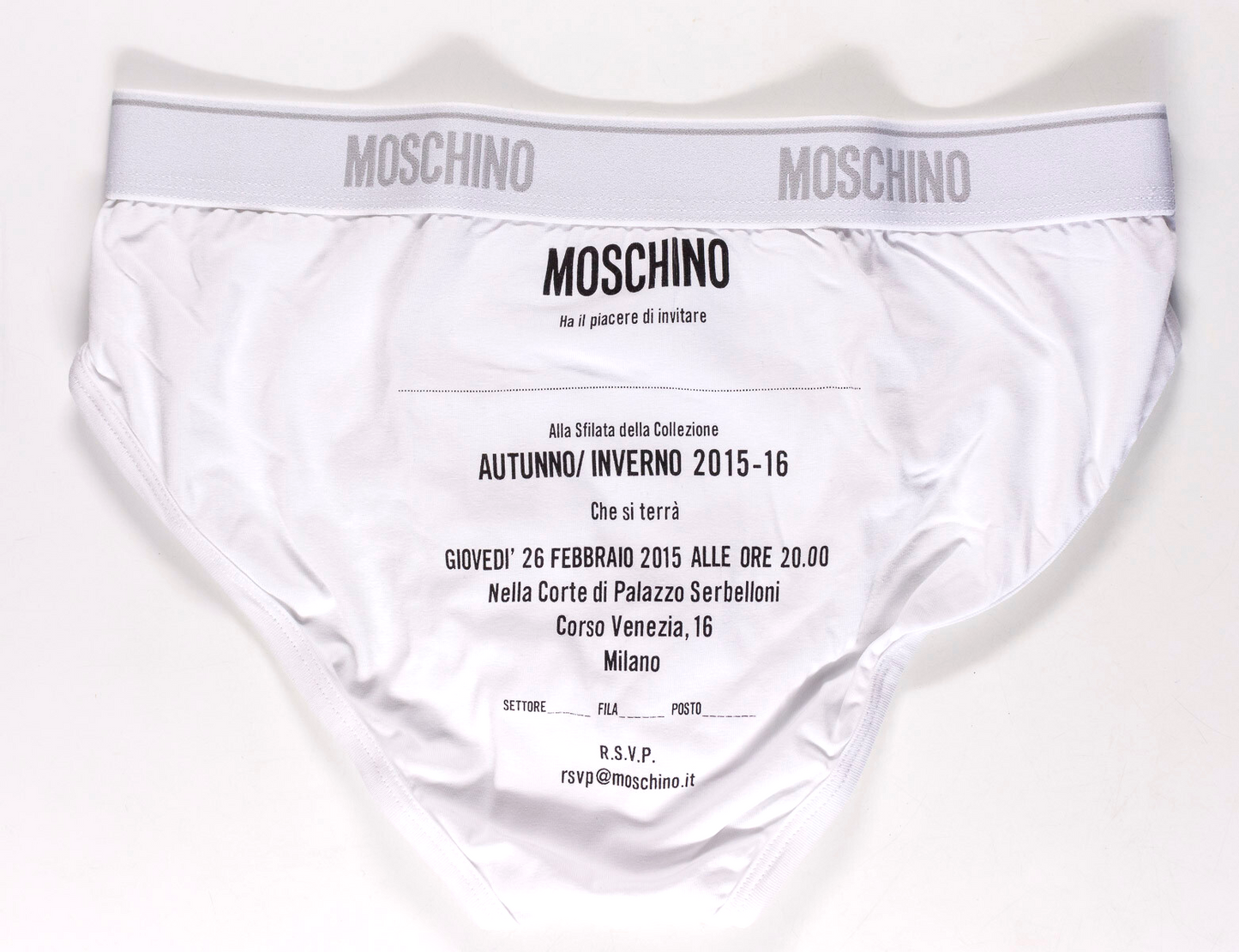 MOSCHINO Underpants SHOW INVITATION Autumn Winter 2015 Milan BNIB Y-Fronts PROMO