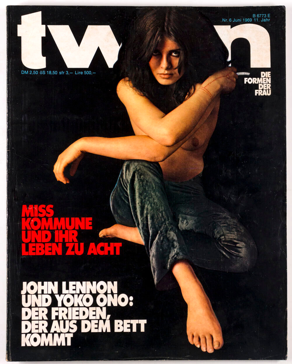 Uschi Obermaier JOHN LENNON Yoko Ono TWEN June 1969 Richard Lindner OLIVETTI vtg