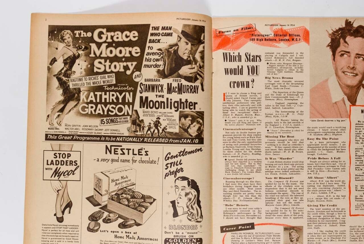 MARILYN MONROE Ginger Rogers JAMES MASON Picturegoer magazine 1954 January GRACE