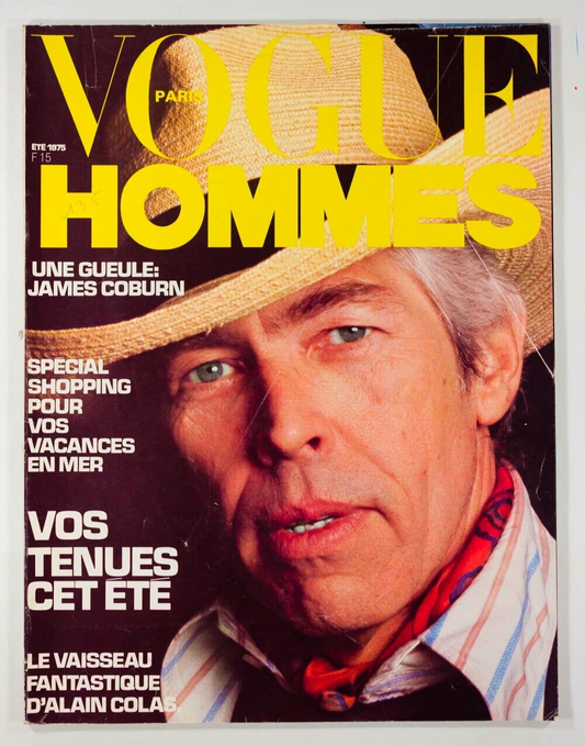 James Coburn ALAIN COLAS Holiday SUMMER FASHION Sea VTG men's VOGUE HOMMES 70's