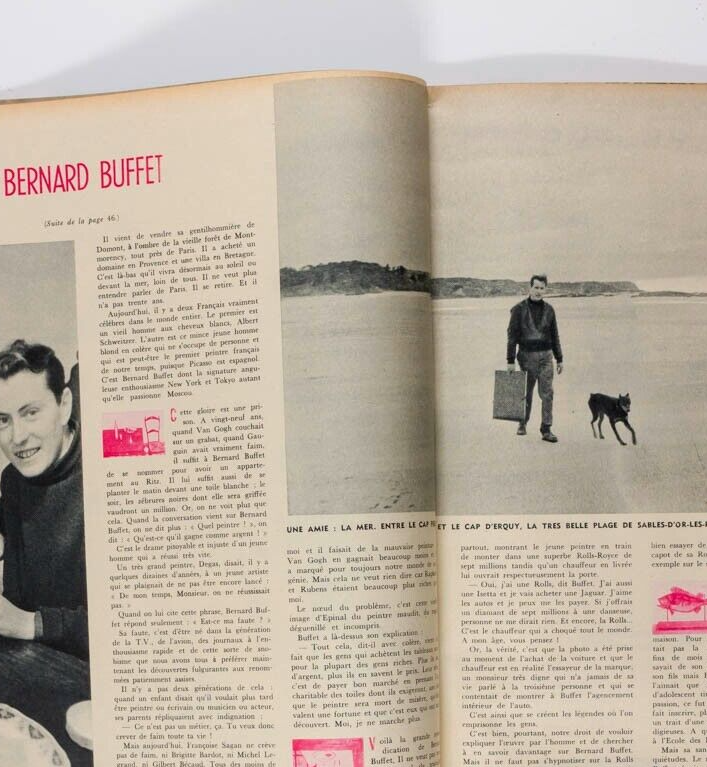 BERNARD BUFFET Mid-century design FASHION 50s PARIS Art VTG French Elle magazine
