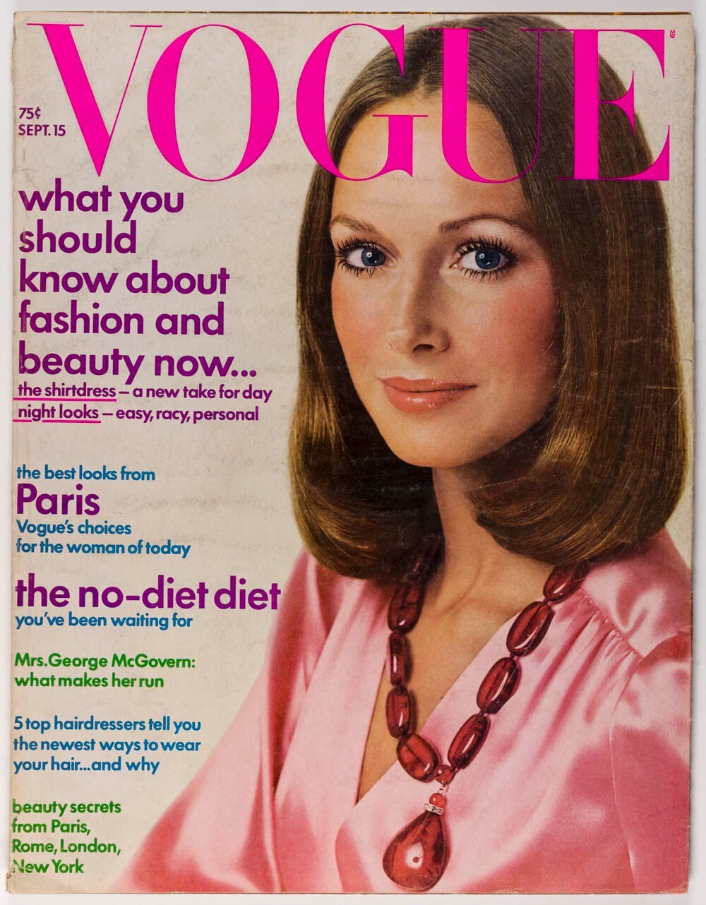KAREN GRAHAM Avedon JON VOIGHT Vogue Sept 1972 Collections OSCAR DE LA RENTA vtg