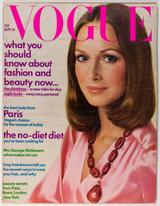 KAREN GRAHAM Avedon JON VOIGHT Vogue Sept 1972 Collections OSCAR DE LA RENTA vtg