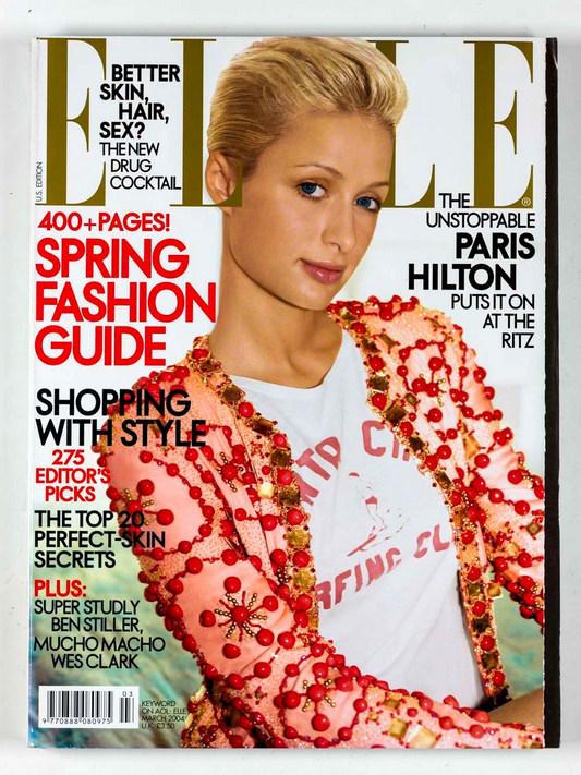 Paris Hilton BEN STILLER Naomi Campbell ELLE magazine March 2004 Wes Clark VTG