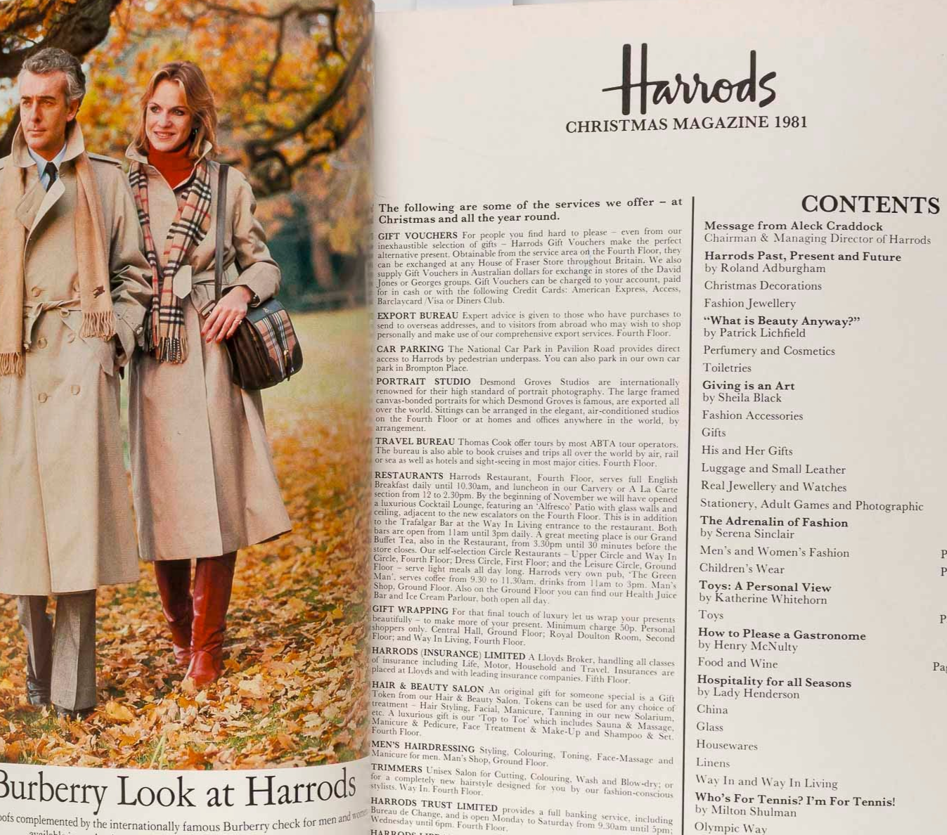 HARRODS Christmas catalog magazine 1981 Burberry PATRICK LICHFIELD Sheila Black