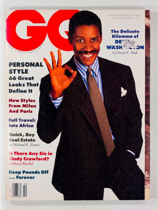 Denzel Washington CINDY CRAWFORD Africa GQ magazine 1988 October MILAN Paris MEN