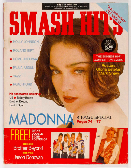Madonna KYLIE MINOGUE Lisa Stansfield GNR Smash Hits April 1987 The Cure U2 FYC