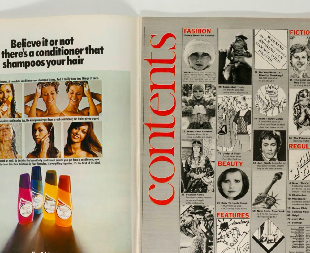 TAROT CARDS Peter Roche SKIWEAR Jon Finch HONEY magazine January 1973 vtg CANADA