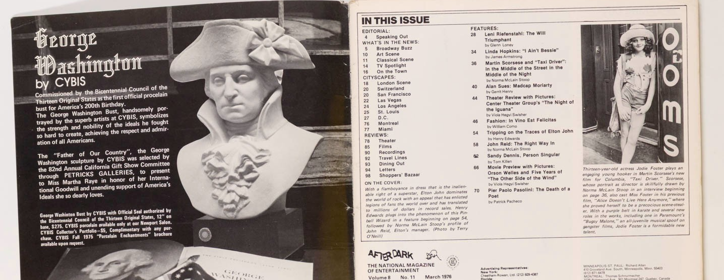 ELTON JOHN Liz Taylor PIER PAOLO PASOLINI Jodie Foster AFTER DARK March 1976 vtg
