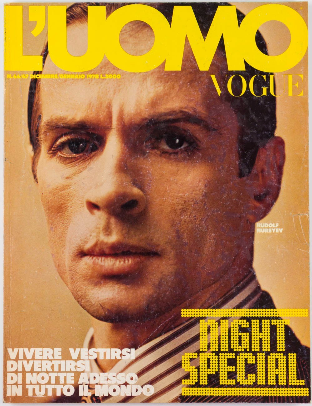 Night Special RUDOLF NUREYEV L’uomo Vogue December 1977 Fiorucci PUNK Studio 54