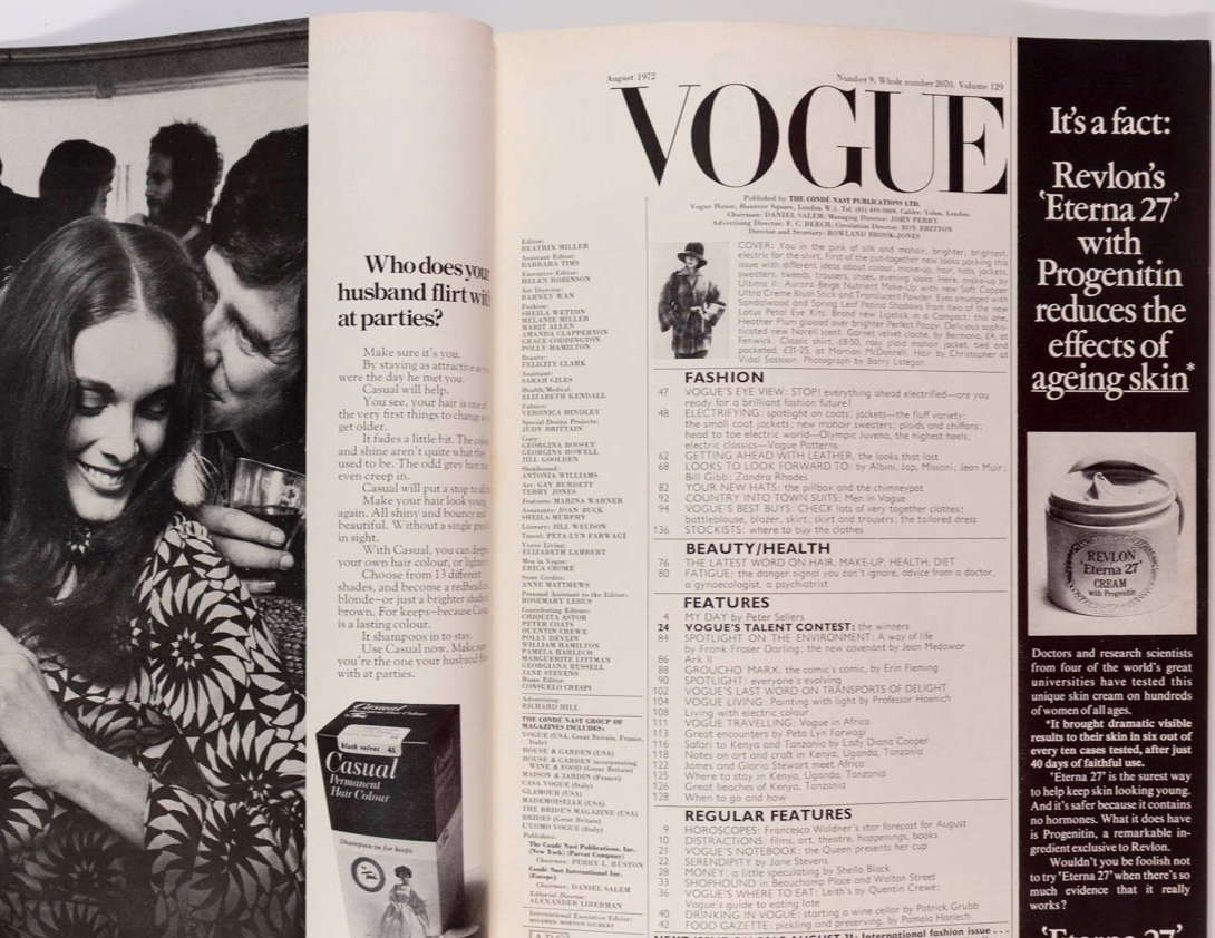Ingmari Lamy PATTIE BOYD Peter Sellers VOGUE August 1972 Simon Ward GUY BOURDIN