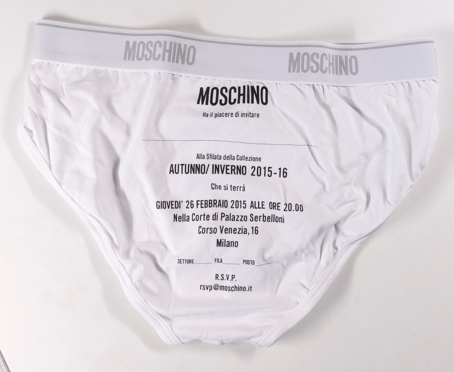 MOSCHINO Underpants SHOW INVITATION Autumn Winter 2015 Milan BNIB Y-Fronts PROMO