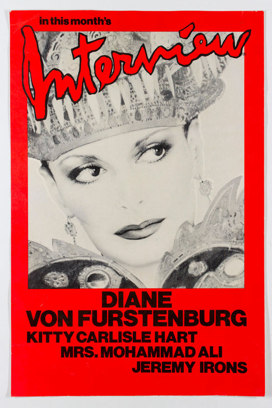 DIANE VON FURSTENBURG original shop display poster advert INTERVIEW MAGAZINE vtg