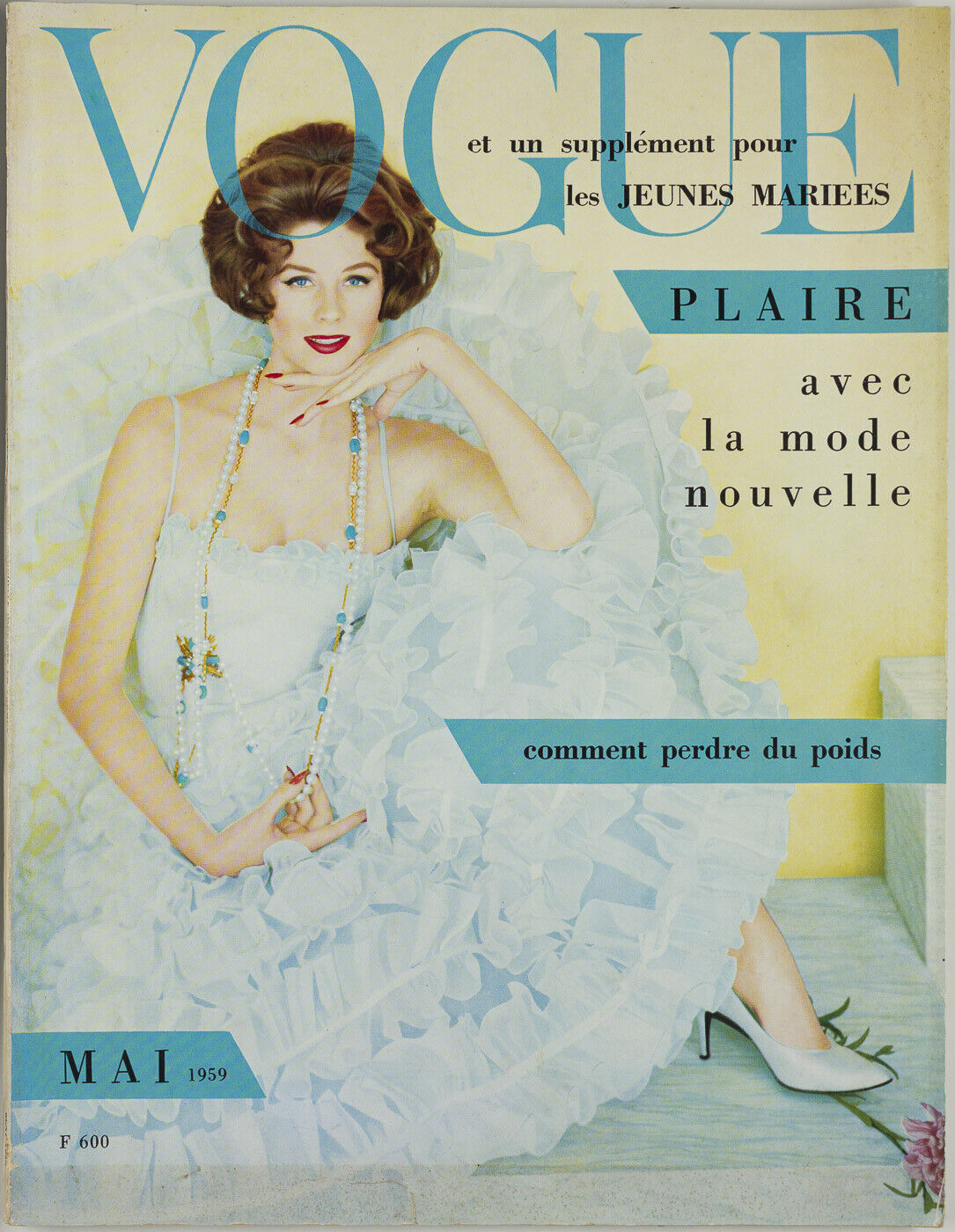 SUZY PARKER Chanel couture HENRY CLARKE French PARIS VOGUE magazine May 1959 vtg