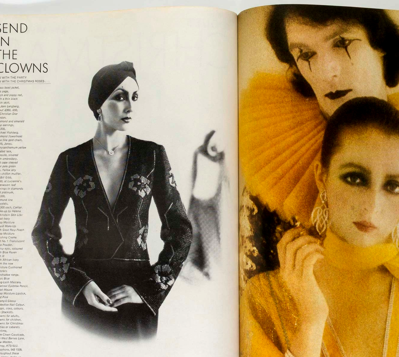 Marie Helvin IRAN Iman VOGUE December 1975 Zandra Rhodes TOSCANI David Bailey UK