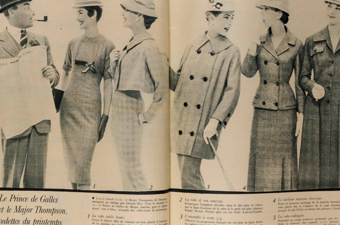 Spring Collections 1956 Dior PATOU Oleg Zinger KAZAN Pierre Simon ELLE MAGAZINE